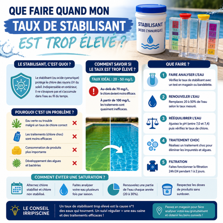 🧪 Que faire quand le stabilisant de ma piscine est trop élevé ?